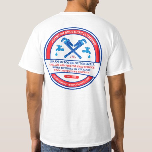 配管工事業男性向けカスタム Tシャツ (裏面)