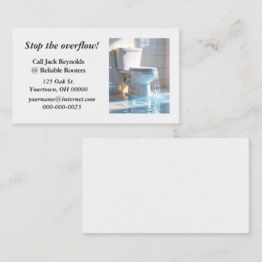配管工事用の溢れ出るトイレ 名刺 (正面/裏面)