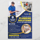 配管工士請負業者ブルー金ゴールド チラシ (正面)