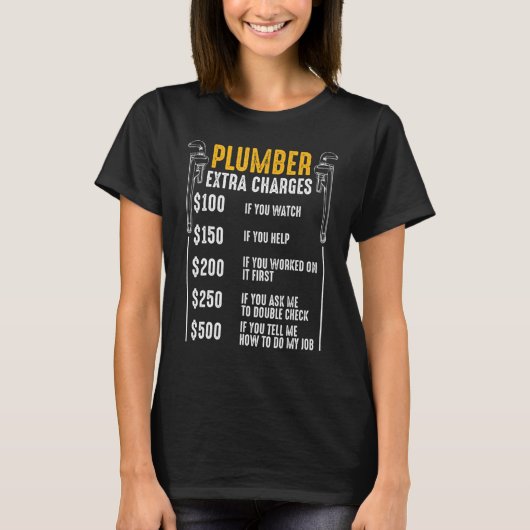 配管工用追加チャージ給排水衛生設備配管ツール配管ドレナージ Tシャツ (正面)