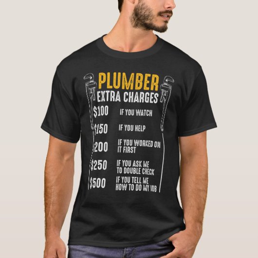 配管工用追加チャージ給排水衛生設備配管ツール配管ドレナージ Tシャツ (正面)