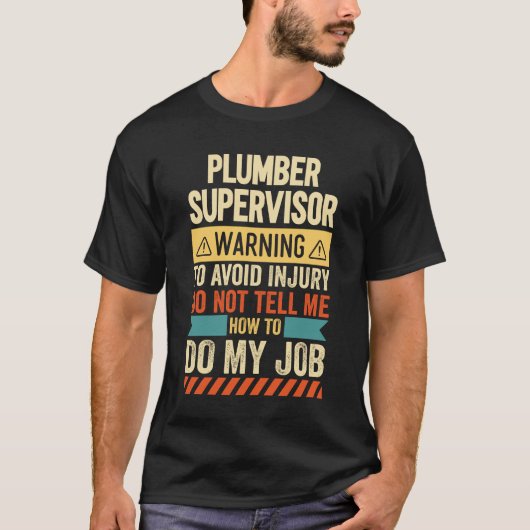 配管工警告長 Tシャツ (正面)