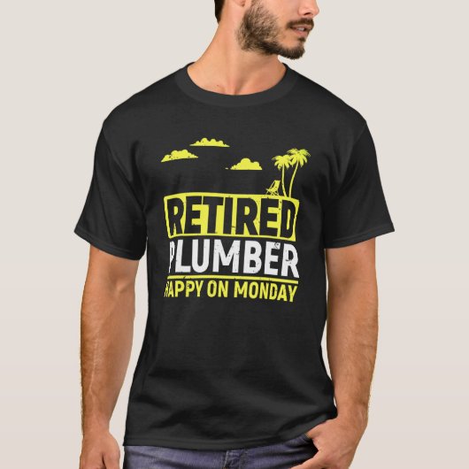 配管工退職した根男性へ配管用T型配管設備 Tシャツ (正面)