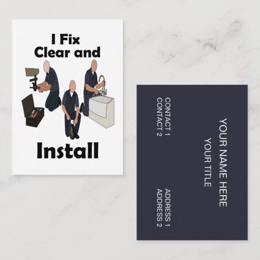 配管工 修理 クリア 設置 設備サービス 名刺 (正面/裏面)