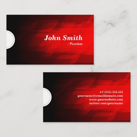 配管工 - 現代の暗赤色 名刺 (正面/裏面)