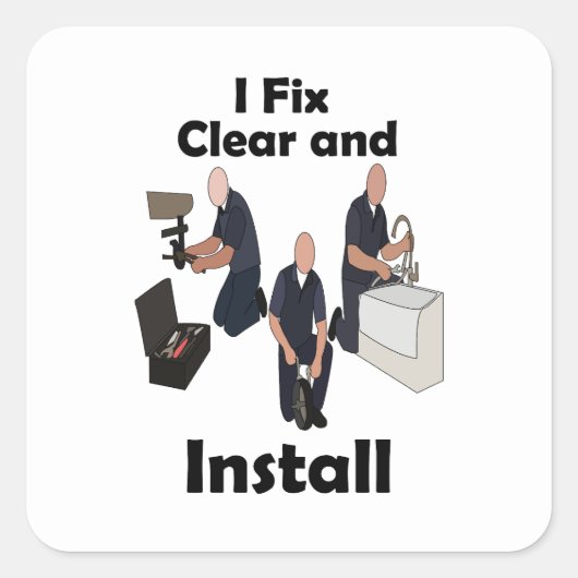 配管工 I Fix Clear Install 誕生日パーティー スクエアシール (正面)