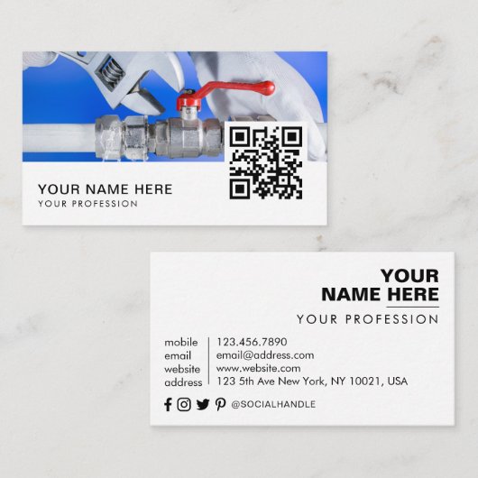 配管工QRコード 名刺 (正面/裏面)