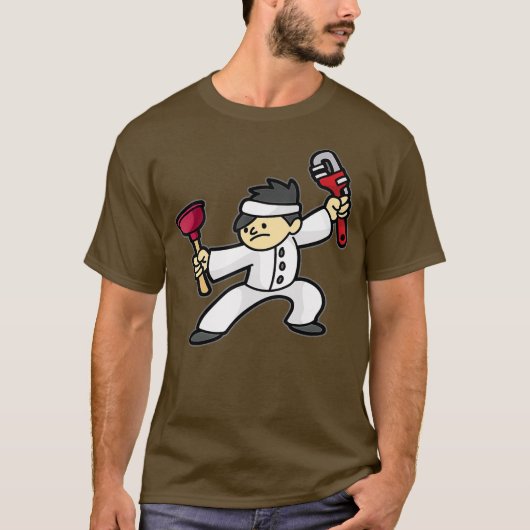 配管忍者   水道業者 プラグ パイププライヤーのプレゼント Tシャツ (正面)