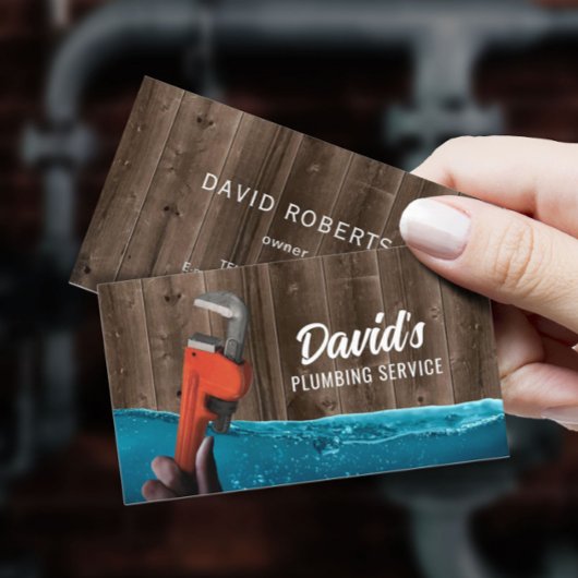 配管用管レンチ配管設備サービスヴィンテージ木材 名刺
