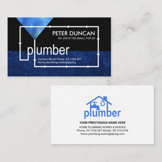 配管管が青い水を漏らす 名刺 (正面/裏面)