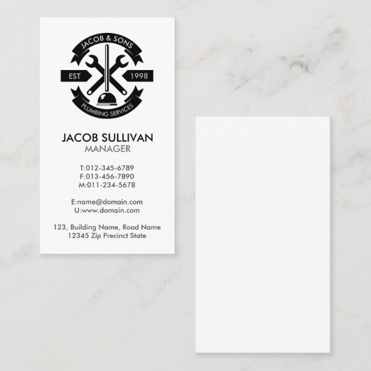 配管設備のホーム修理 名刺 (正面/裏面)