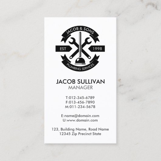 配管設備のホーム修理 名刺 (正面)