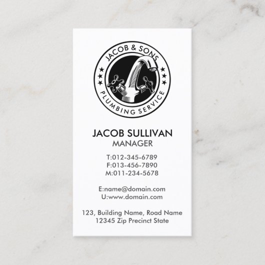 配管設備のホーム修理 名刺 (正面)