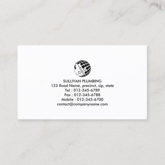 配管設備のホーム修理 名刺 (裏面)