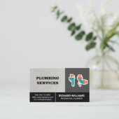 配管設備サービス |パイプレンチ漏出パイプアイコン 名刺 (スタンド正面)