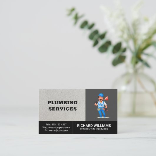 配管設備サービス |配管工 名刺 (スタンド正面)