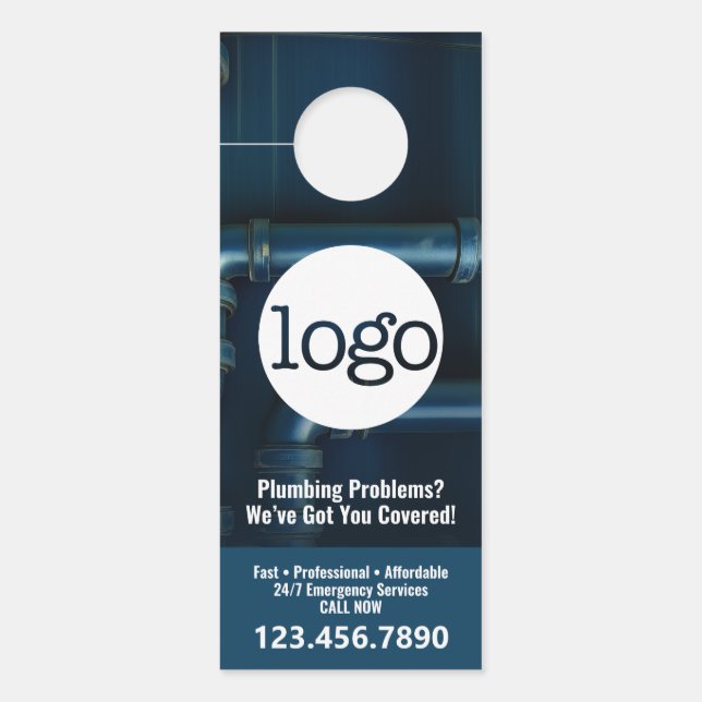 配管設備 – 中小企業配管工モダン ドアノブサイン (正面)