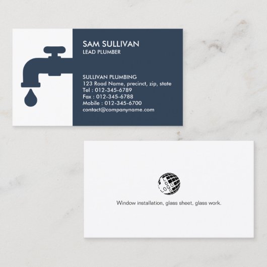 配管配管漏れ蛇口ホーム修理 名刺 (正面/裏面)