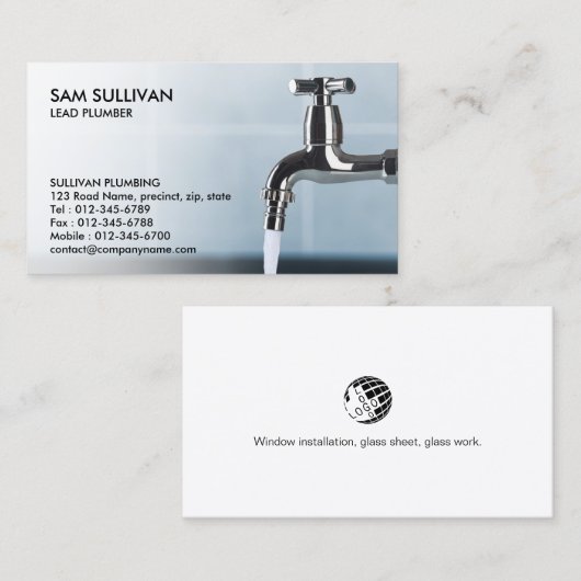 配管配管漏れ蛇口ホーム修理 名刺 (正面/裏面)