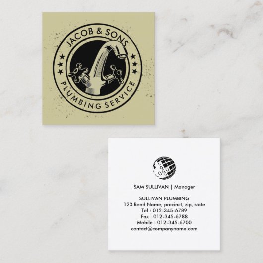 配管配管用住宅修理名刺 スクエア名刺 (正面/裏面)