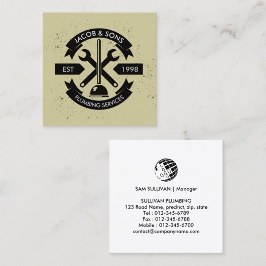 配管配管用住宅修理名刺 スクエア名刺 (正面/裏面)