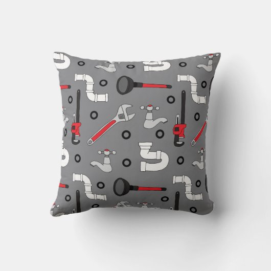 配管配管用排水管ツールパターン（の模様が）あるグレー クッション (裏面)