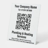 配管・暖房サービスQRコードデザイン台 台座サイン (正面)