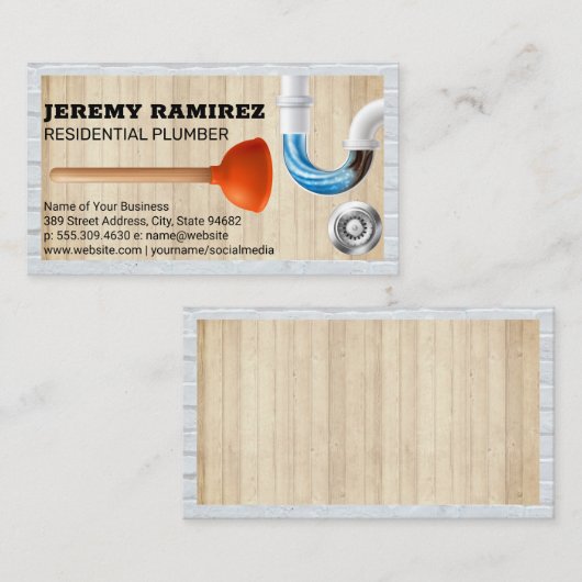 配管 | 木とレンガの壁 名刺 (正面/裏面)