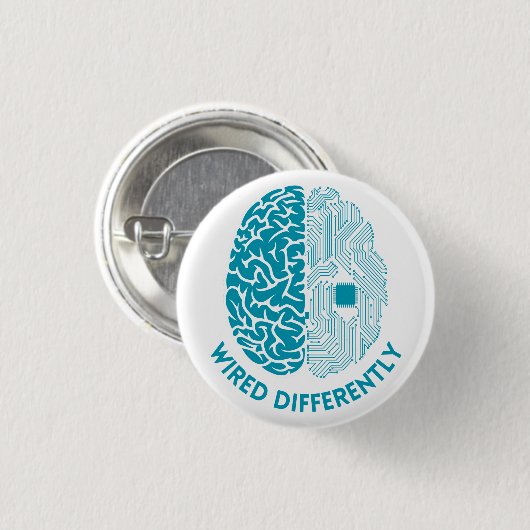 配線が異なる – 電子配線を使用した脳 缶バッジ (正面&裏面)