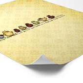 配線上の鳥の黄色の背景ファミリ引用文 ポスター (角)