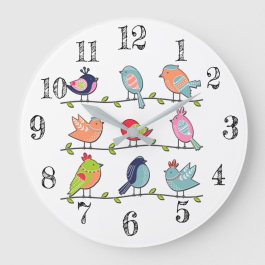 配線壁時計の可愛い鳥 ラージ壁時計 (正面)