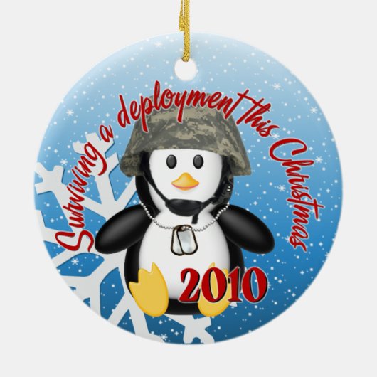 配置の2010年のペンギンのオーナメントを生き延びること セラミックオーナメント (裏面)