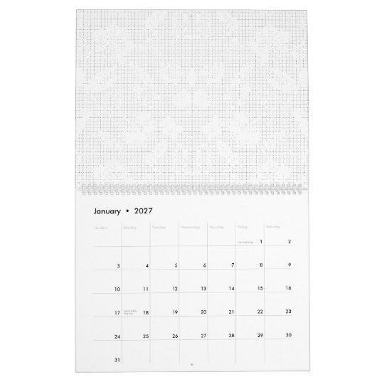 配置を表示する白い背よくはしゃぐ景 カレンダー (1月 2027)
