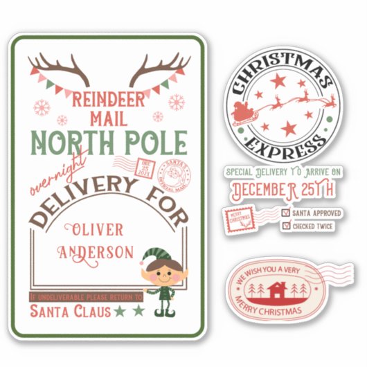 配表現達北極サンタメイルギフト水 シール (正面)