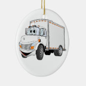 配送トラックの白い漫画 セラミックオーナメント (右)