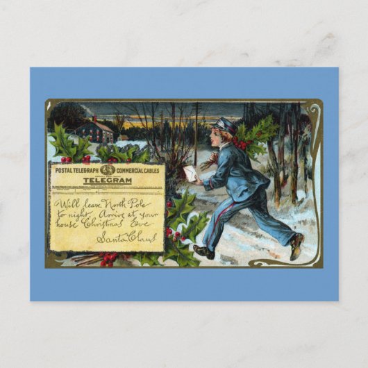 配達ヴィンテージのクリスマスを作っている電信男の子 シーズンポストカード (正面)