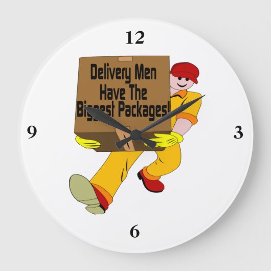 配達員は最大の荷物を持っている ラージ壁時計 (正面)