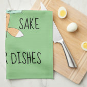 酒おもしろいキツネは料理を キッチンタオル (四つ折り)