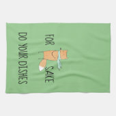 酒おもしろいキツネは料理を キッチンタオル (横)