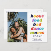 酒おもしろい、食べ物、悪いダンスが動くゲイ写真  案内ポストカード (正面/裏面)