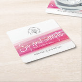 酒とサンプル赤ワインの試飲紙コースター スクエアペーパーコースター (アングル)