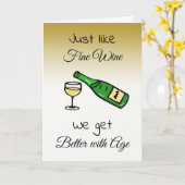 酒と同素晴らし様に年を取ると好くなる カード (黄色い花)