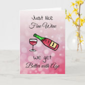 酒と同素晴らし様に年を取ると好くなる カード (黄色い花)