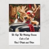 酒に酔ったトナカイは飲み物も運転もしない ポストカード (正面)