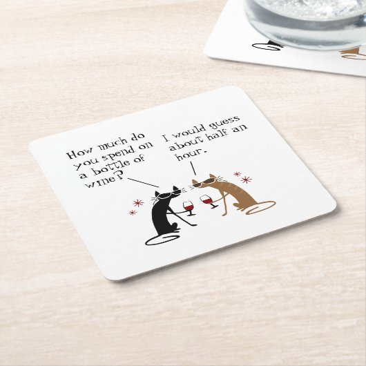 酒のボトルに幾ら費やしているか スクエアペーパーコースター (アングル)