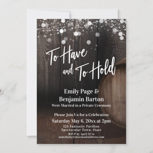 酒の樽や灯を持ち歩く 招待状 (正面)