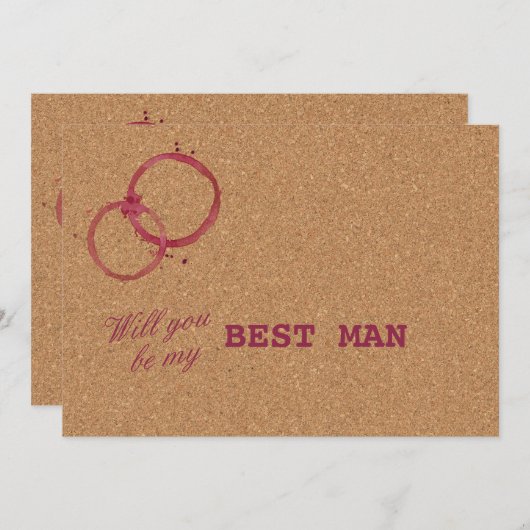 酒の結婚コルクの花婿介添人 招待状 (正面/裏面)