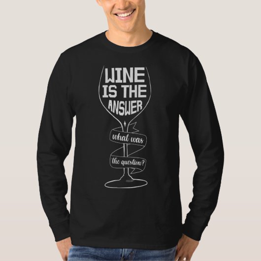 酒は飲むおもしろいの答え Tシャツ (正面)