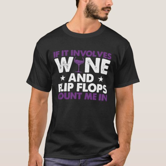 酒もしを飲むビーチサンダル Tシャツ (正面)