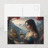 酒をエレガント飲む女性のはがき ポストカード (正面/裏面)